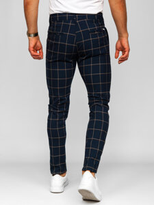 Pantaloni de jogging pentru bărbați din țesătură cu carouri bleumarin de la Bolf 184177