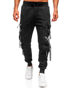 Pantaloni de jogging pentru bărbați izolați negri, pantaloni cargo, pantaloni de trening Bolf HSS340