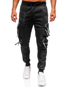 Pantaloni de jogging pentru bărbați izolați negri, pantaloni cargo, pantaloni de trening de la Bolf HSS342