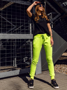 Pantaloni de trening dame verde-neon Bolf CK-01