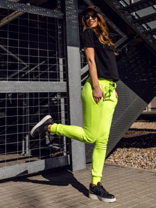 Pantaloni de trening dame verde-neon Bolf CK-01