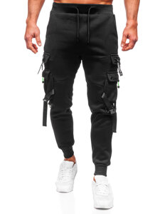 Pantaloni de trening joggers cargo negri Bolf HSS015