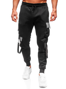 Pantaloni de trening joggers cargo negri Bolf HSS020