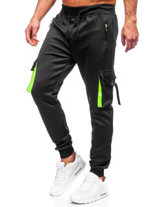 Pantaloni de trening  negri cargo joggers Bolf 8K1116