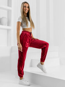 Pantaloni de trening velur bordo dame Bolf HL241