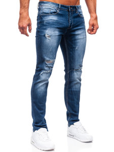 Pantaloni din denim pentru bărbați, albastru marin, cu ajustare normală Bolf MP002B