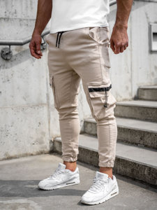 Pantaloni joggers cargo bej Bolf 6685