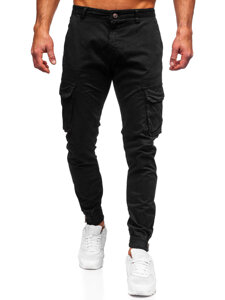 Pantaloni joggers cargo negri Bolf 77322