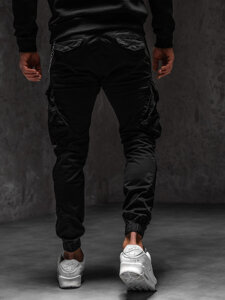 Pantaloni joggers cargo negri Bolf SK850