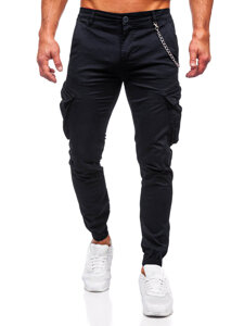 Pantaloni joggers cargo negri Bolf SK850