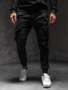 Pantaloni joggers cargo negri Bolf SK850