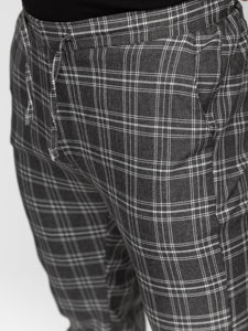 Pantaloni joggers  în carouri grafit Bolf  0067