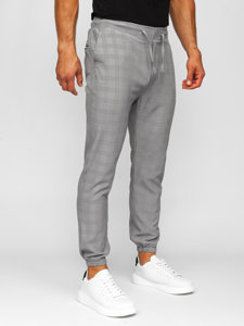 Pantaloni joggers  în carouri grafit Bolf  0067