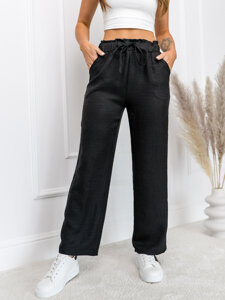 Pantaloni largi negri dame Bolf W7966