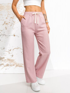 Pantaloni largi roz dame Bolf W7960