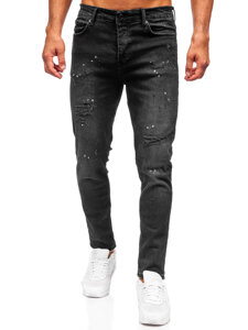 Pantaloni negri pentru bărbați, blugi slim fit Bolf 6530