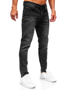 Pantaloni negri pentru bărbați, blugi slim fit Bolf 6530