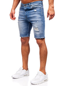 Pantaloni scurți albaștri din denim pentru bărbați Bolf 0367