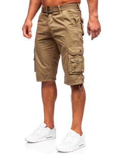 Pantaloni scurți cargo cu curea camel Bolf 77885