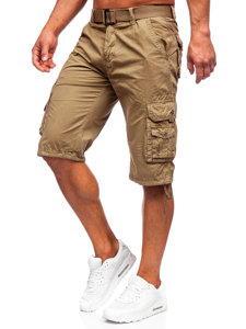 Pantaloni scurți cargo cu curea camel Bolf 77885