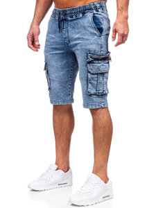 Pantaloni scurți cargo din denim albaștri pentru bărbați Bolf HY816