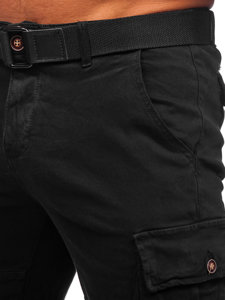 Pantaloni scurți cargo negri cu curea Bolf MP0109N