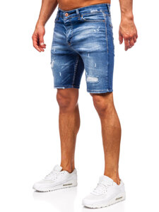 Pantaloni scurți din denim bleumarin pentru bărbați Bolf 0588