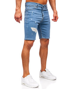 Pantaloni scurți din denim pentru bărbați bleumarin Bolf 0429