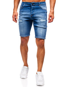 Pantaloni scurți din denim pentru bărbați bleumarin Bolf 0727