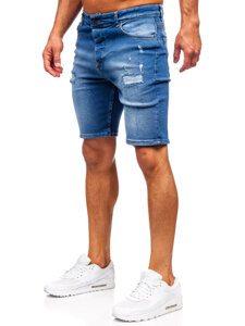 Pantaloni scurți din denim pentru bărbați bleumarin Bolf 0727