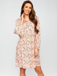 Rochie imprimeu floral bej dame Bolf  3019