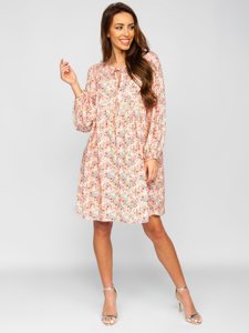 Rochie imprimeu floral bej dame Bolf  3019