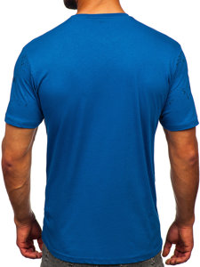 T-shirt pentru bărbați cu imprimeu albastru Bolf 14204