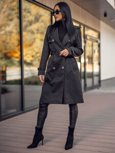 Trenci lung negru Trench dama Bolf 11Z8193