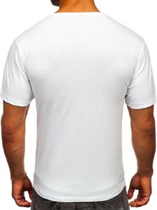 Tricou alb cu imprimeu bărbați Bolf 142170