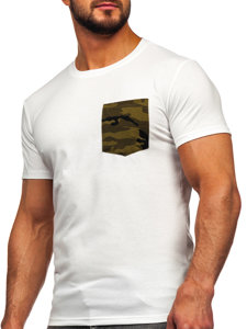 Tricou alb-verde cu imprimeu army Bolf 8T85