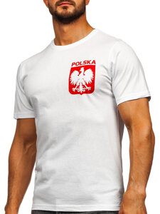 Tricou bărbătesc din bumbac alb cu imprimeu Polonia 5064