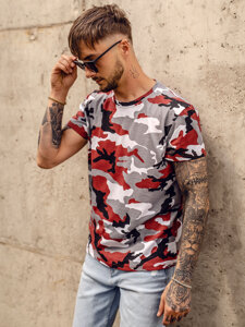 Tricou camo pentru bărbați gri și visiniu Bolf S807A1