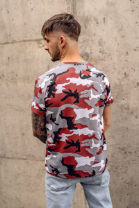 Tricou camo pentru bărbați gri și visiniu Bolf S807A1