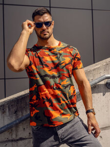 Tricou camo pentru bărbați, verde și portocaliu, Bolf S807A1