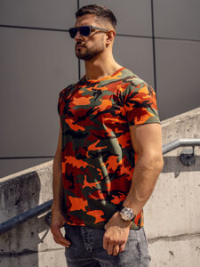 Tricou camo pentru bărbați, verde și portocaliu, Bolf S807A1