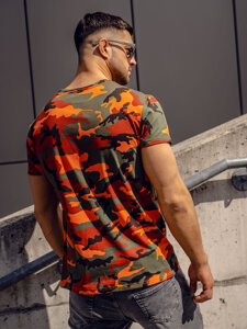 Tricou camo pentru bărbați, verde și portocaliu, Bolf S807A1