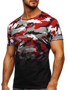 Tricou cu imprimeu gri-bordo army Bolf S808