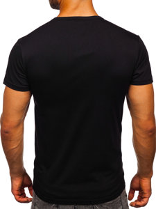 Tricou cu imprimeu negru bărbați Bolf s028