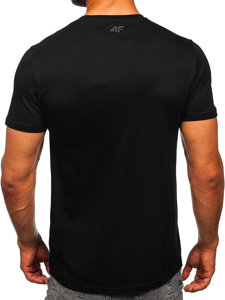 Tricou din bumbac cu imprimeu negru 4F M487