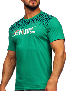 Tricou din bumbac cu imprimeu verde Bolf 14720