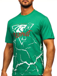 Tricou din bumbac cu imprimeu verde Bolf 5035