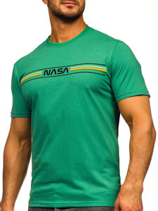 Tricou din bumbac cu imprimeu verde Bolf 5052