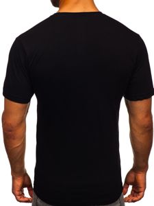 Tricou negru cu imprimeu bărbați Bolf 142170