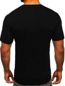 Tricou negru cu imprimeu bărbați Bolf 142171